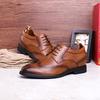 Elegant Men'S Shoes Inner Heightening Leather Shoes Brock Retro Men'S Shoes Formal Wedding Shoes Men'S Lace-Up Shoes