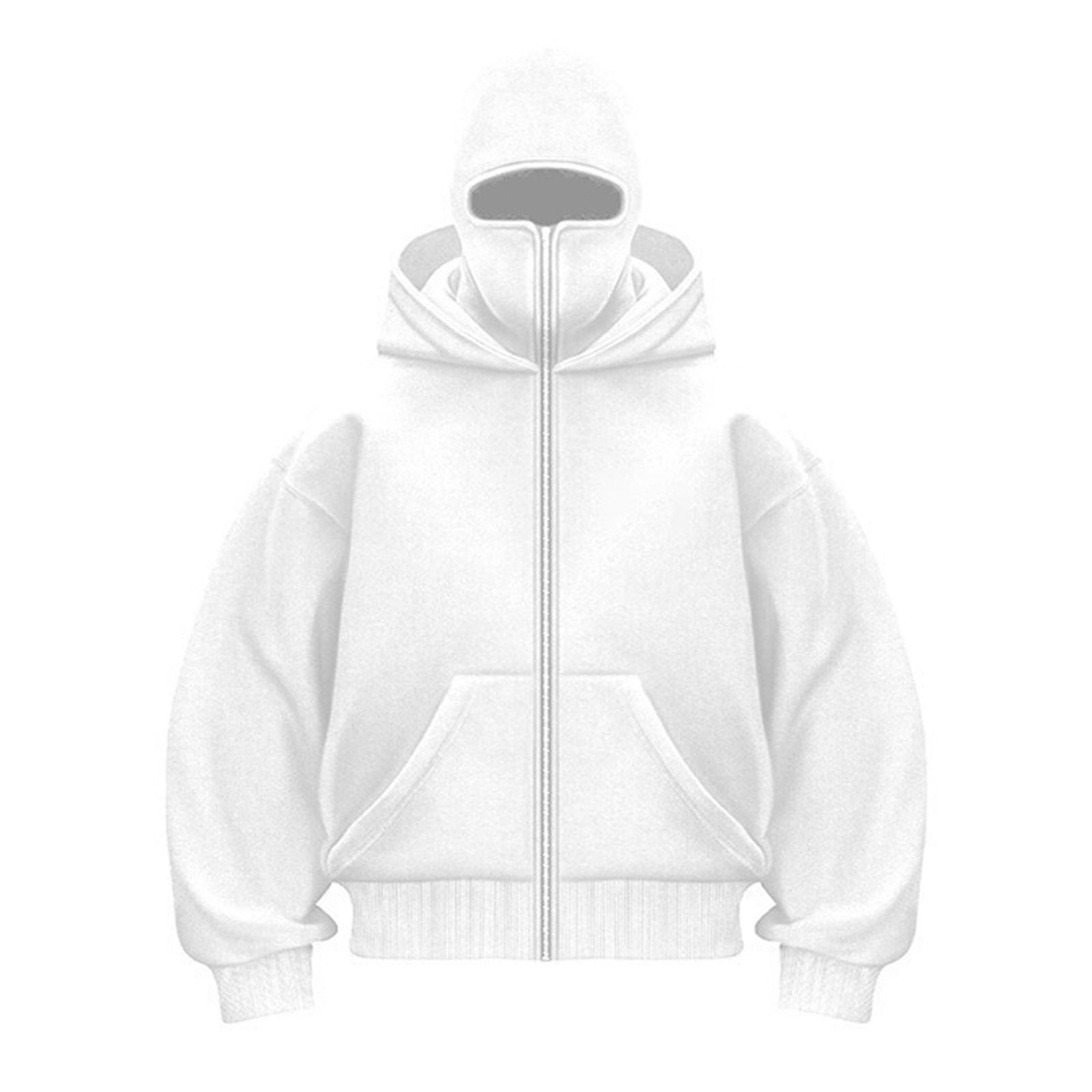 

Мужской кардиган с двойным капюшоном, свободный, уличный, модный, на молнии XL белый