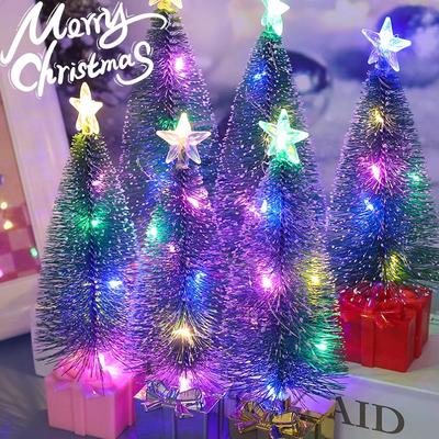 Mini Luminous Christmas Trees Electronic LED Light Childrens Gifts New Year Christmas Party Ornament Home Desktop Decoration
