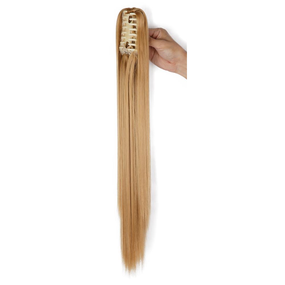 Synthetic Claw Clip In Ponytail Hair Extensions Long Straight 22 Inch Heat Resistant Pony Tail Hair Piece For Women Daily Use