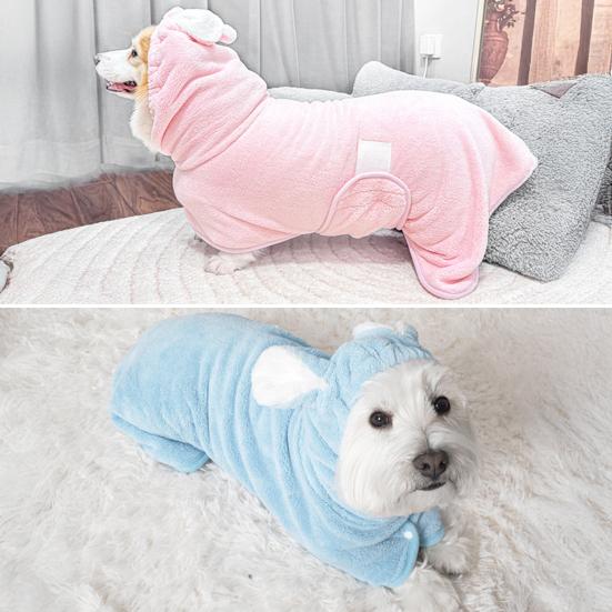 Pet Bath Wrap Super Absorbent Dog Towel with Bunny Ears Fast Drying Hooded Pet Robe for Dogs Cats Bath After Shower Grooming