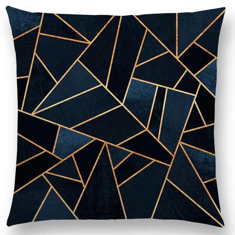 Neu Weiß Lila Schwarz Blau Rosa Bunt Abstrakt Geometrisch Dreiecke Goldene Linien Regenbogensteine Kissenbezug Dekokissenbezug