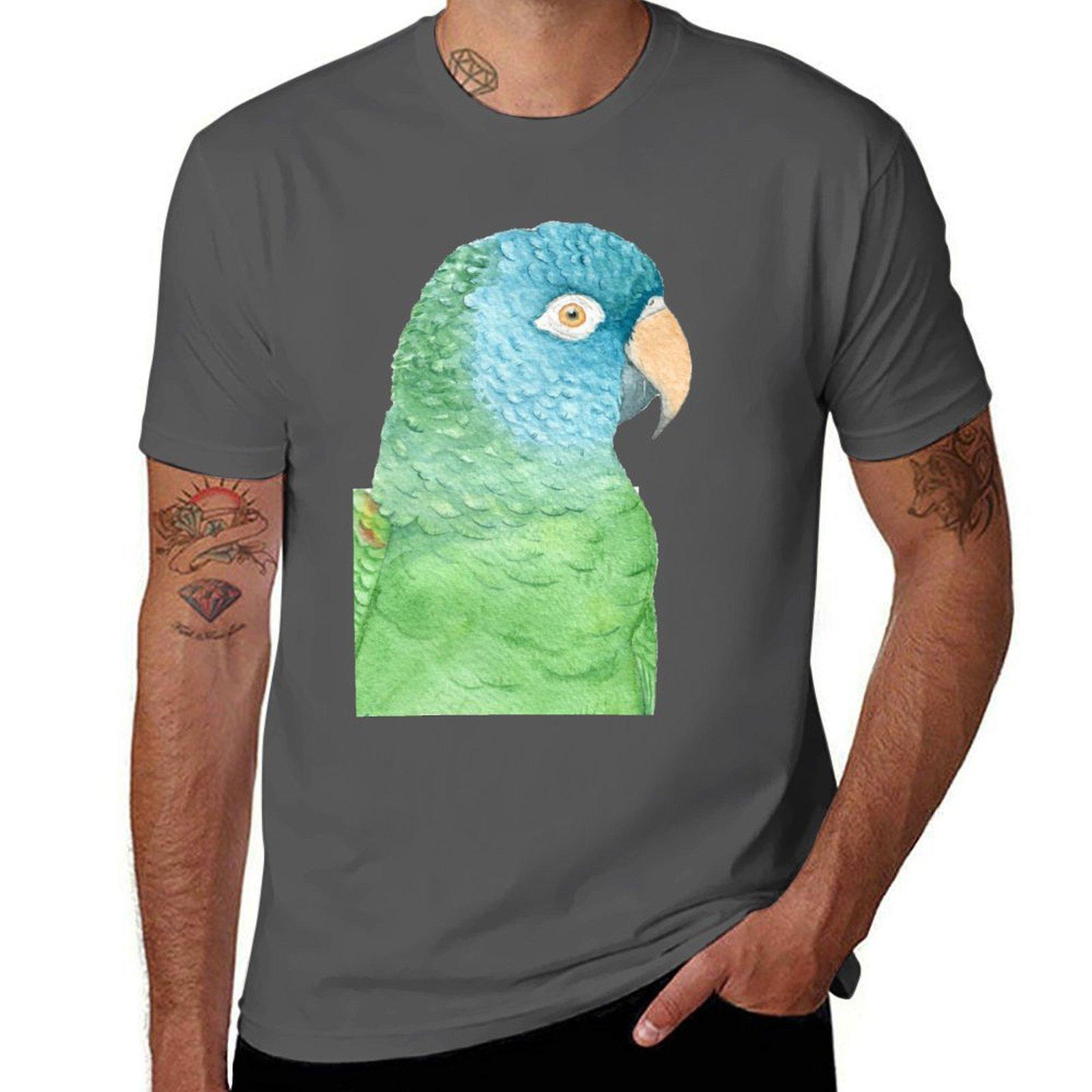 

parakeet T-Shirt t t - Watercolor essential conure for man shirt blue painting crowned shirt 4XL