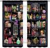 Witchy Curtains Fantasy Magical Bookshelf Mysterious Bookcase Skull Spooky Gothe Window Drapery Treatments Vintage Blackout Made Of Polyester
