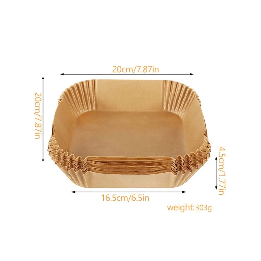 Revêtement en papier sulfurisé jetable pour friteuse à air, carré, rond, résistant à l'huile, tapis de cuisson antiadhésif, accessoires pour friteuse à air
