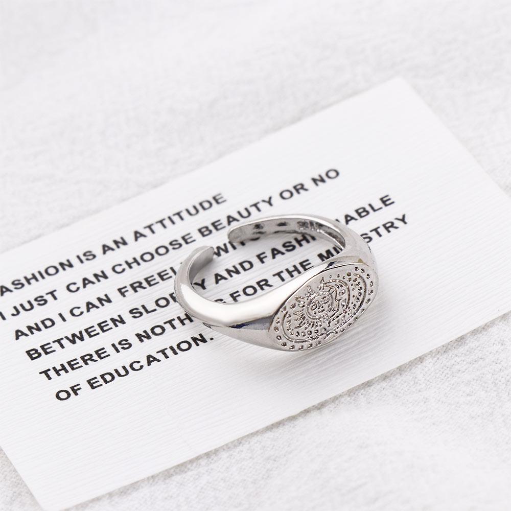 Retro Minimalist Women Korean Sun Moon Punk Fashion Jewelry Open Ring Finger Rings Copper