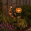 Warm Atmosphere Lights for Fall Parties Solar Halloween Black Cat & Pumpkin Moon Garden Stake Light Waterproof on Decorative Stakes Candy Nights