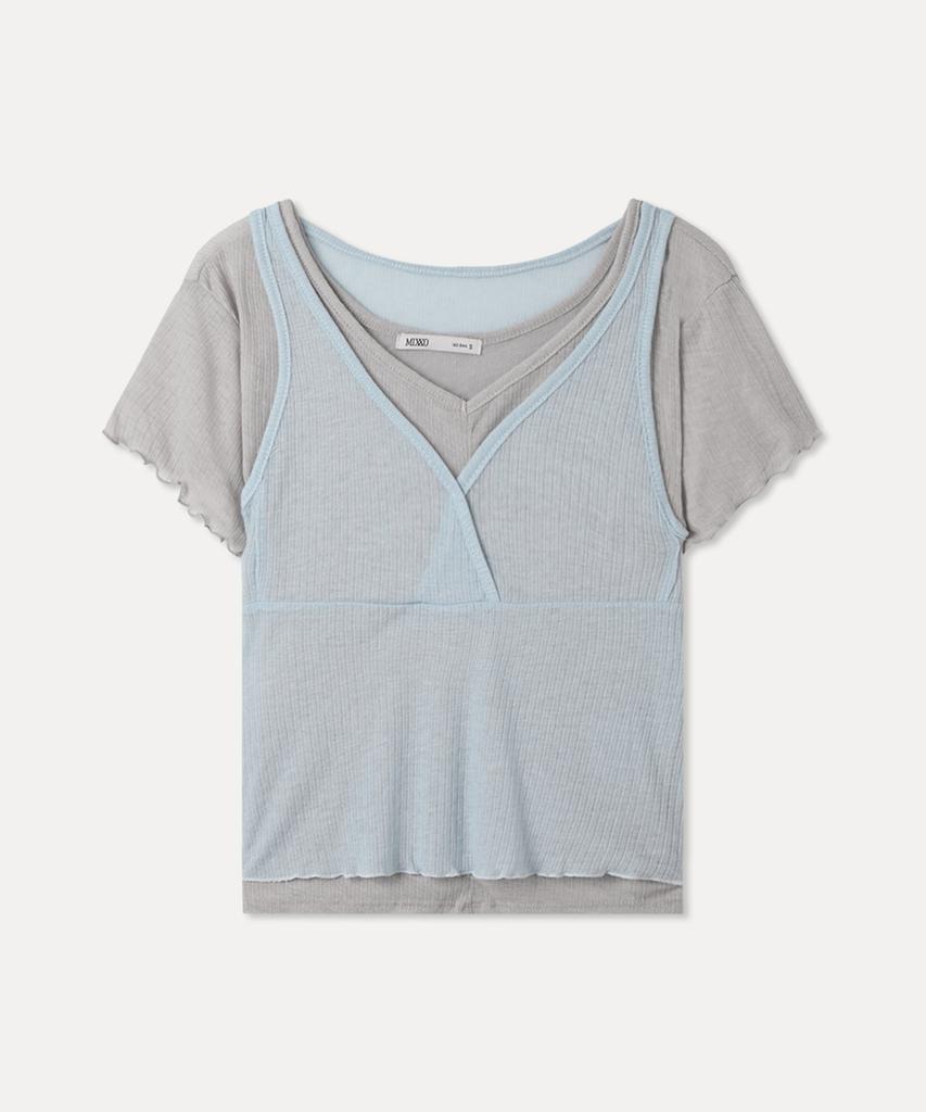 MIXXO Layered Short Sleeve T-Shirt Re Lwg302A_Miwhwg52Qa