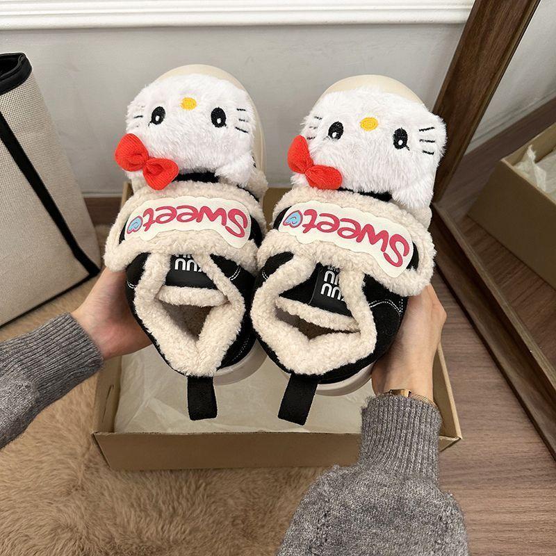 Cute cartoon kitten thick-soled cotton shoes for women, anti-skid bag head cotton shoes for women