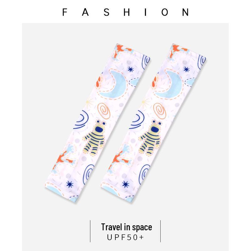 Children's Cute Ice Silk Arm Sleeves - Sun Protection for Summer Cycling