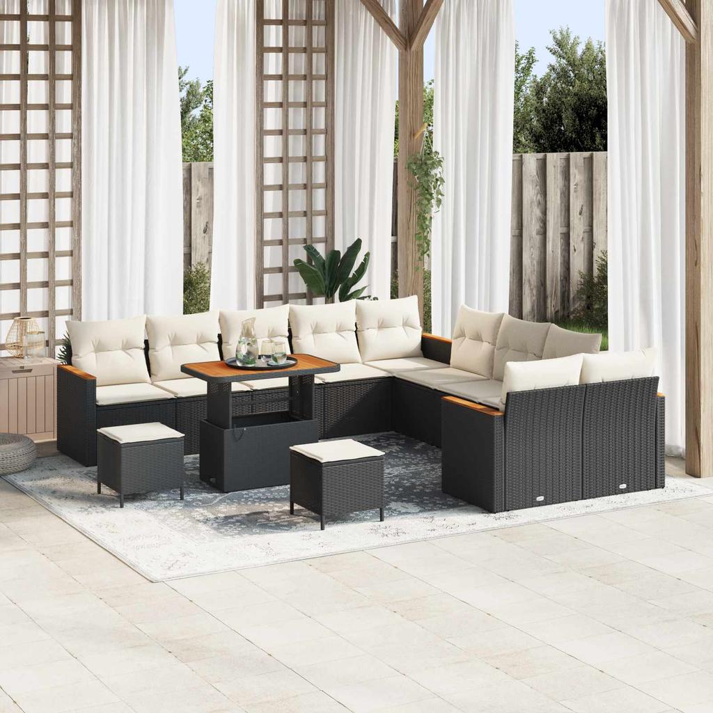 13 Piece Garden Sofa Set in Black Poly Rattan