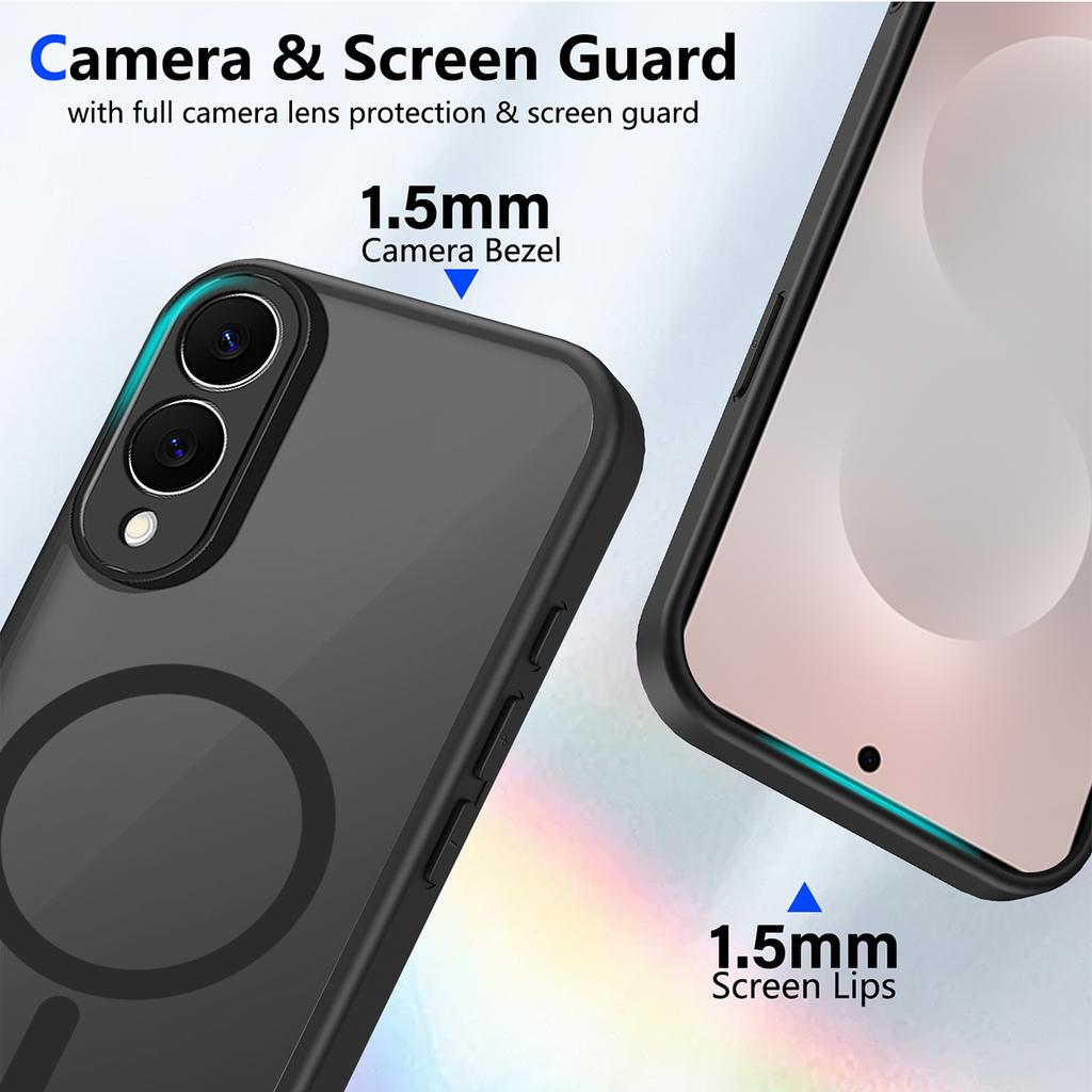 For Samsung Galaxy S25 Edge Magnetic Case Skin Touch Matte Translucent PC + TPU Anti-Drop Phone Cover