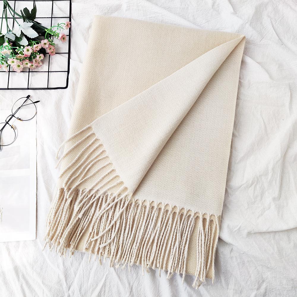 Thickened Solid Color Double sided Imitation Cashmere Scarf Autumn and Winter Atmosphere Women's High End Versatile Men's Scarf Warm Shawl