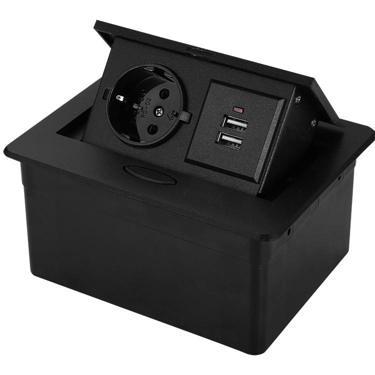Silver European Standard Pop-Up Desktop Power Socket for Conference Tables and Kitchens (EU/German)