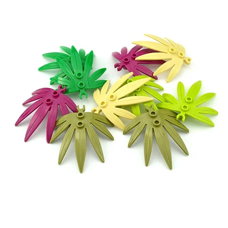 MOC Coconut palm leaves Accessories DIY City Bricks Leaves Building Blocks Set Plant Tree Grass Flower leaf Garden Scene