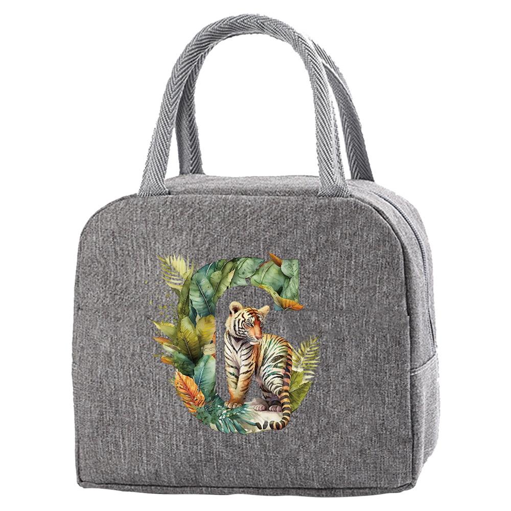 Portable Food Insulation for Traveling Jungle Tiger Letter Printing Box Picnic Waterproof Oxford Zipper Insulation Lunch Bag