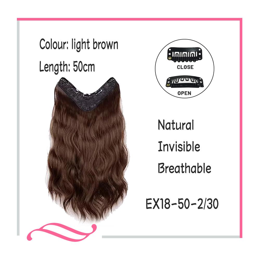 Bybrana Dlouhé vlasy z jednoho kusu dlouhé kudrnaté vlasy Prodlužování vlasů ve tvaru V neviditelné nadýchané mírně kudrnaté simulující vlasy