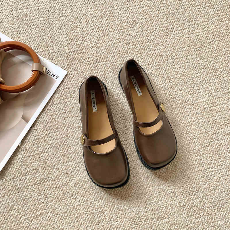 Fashion IPPEUM Mary Janes Shoes For Women Ballet Flats Pu Leather Black Loafers Lolita Shoes Round Toe zapatos de mujer