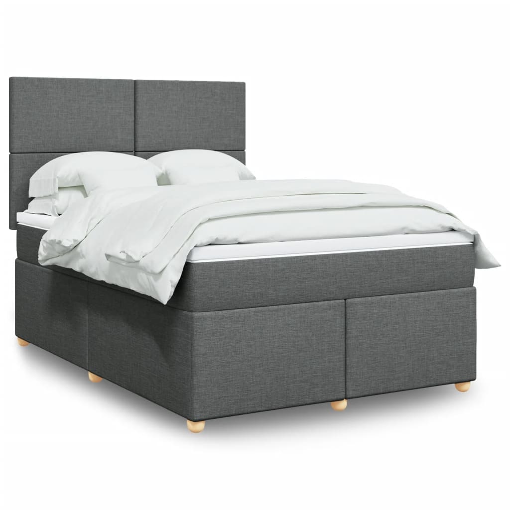 Vidaxl Kontinentalbett Mit Matratze, Dunkelgrauer Stoff 160X200 Cm