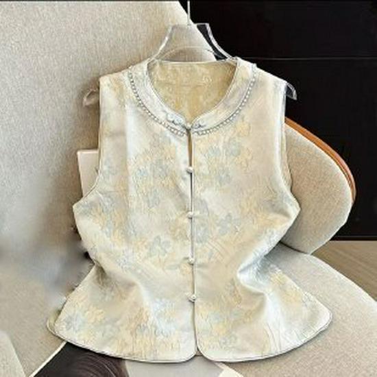 

Elegant 50s-Inspired Sleeveless Vest for Middle-Aged & Elderly Women - Spring/Autumn Style 2XL светло-синий
