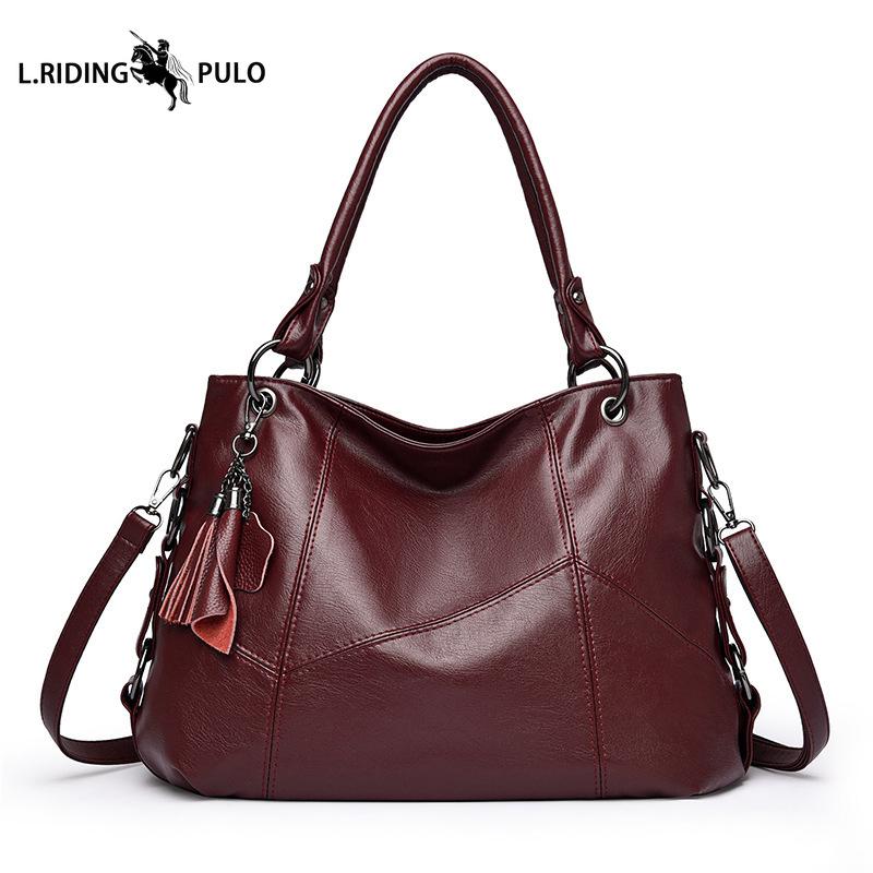 New Women's Crossbody Bag, Large Capacity, Soft Leather, Mom Bag, European and American Style, Shoulder Bag, Tassel Tote Bag