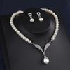 Korean Chic Pearl Necklace & Earrings Set - Women's Fashion Alloy Plated Accessories