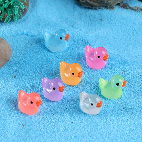 10Pcs Fluorescent Statues Creative Shape Vibrant Color Adorable Appearance Hand-crafted Luminous Tiny Duck Statues Miniature Animal Figures Supplies