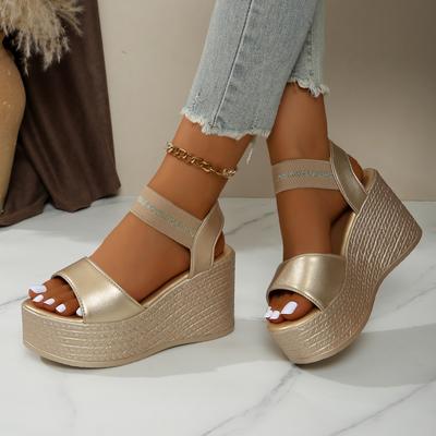 Women Wedges Sandals Summer Fashion Comfortable Platform Sandals Women Solid Color Wear-resistant Casual Platform Shoes Women