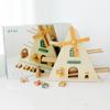 Nordic-style Wooden Windmill Track Glider Hand-eye Coordination Mini Pullback Toy