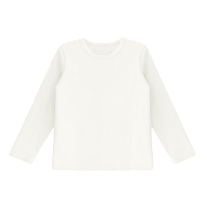 Kids' Long Sleeve Base Layer Top - Plain White or Black Pure Cotton T-shirt for Boys and Girls, Spring/Fall Wear