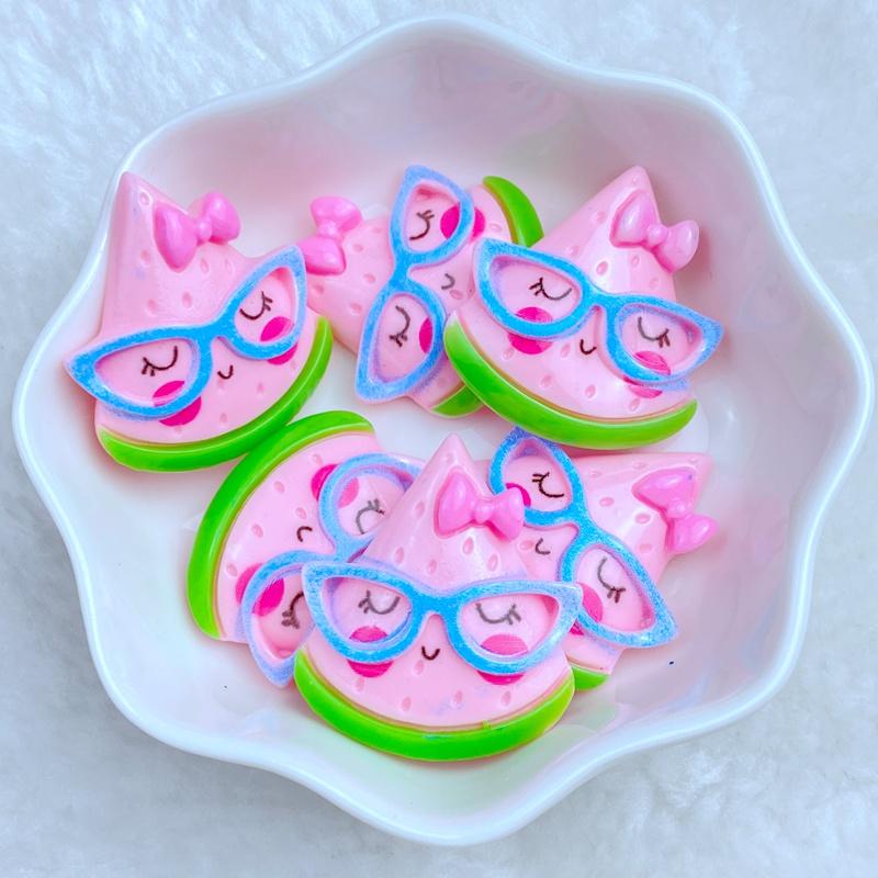 10Pcs Cute Resin Mini Cool Avocado Strawberry Lemon Watermelon Series Flat back Scrapbooking DIY Jewelry Craft Decoration