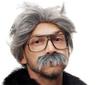 1 Set Hair Extensions Synthetic Hallowee Cosplay Old Man Wigs Breathable Head Cover Performance Dress Up Grandpa Wig Hat for Men