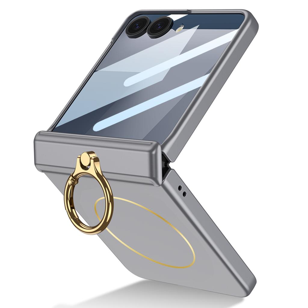Vhodné pro skládací mobilní telefon Samsung Z Flip7 Ultra tenké pouzdro Hřídel Plně krytý prsten Módní Magnetický Tenký prsten Bezdrátové nabíjení