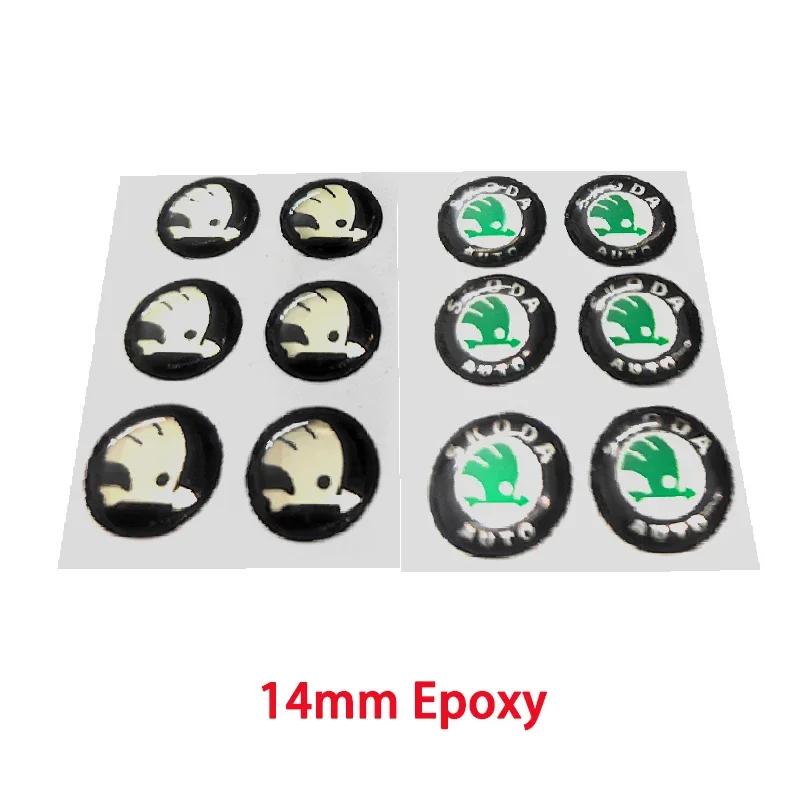 Naklejka Samochodowa 2025 Nowa 10 SZT 14mm Naklejka Emblemat Naklejka Na Kluczyk Samochodowy Zdalny Do Skoda Octavia Kodiaq Fabia Superb Rapid Kamiq Karoq Deri