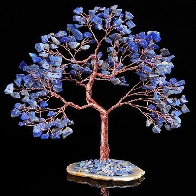 Item de decoração para casa Árvore de cristal lápis-lazúli Peças peculiares de decoração para casa para boa sorte Árvore de cristal de dinheiro
