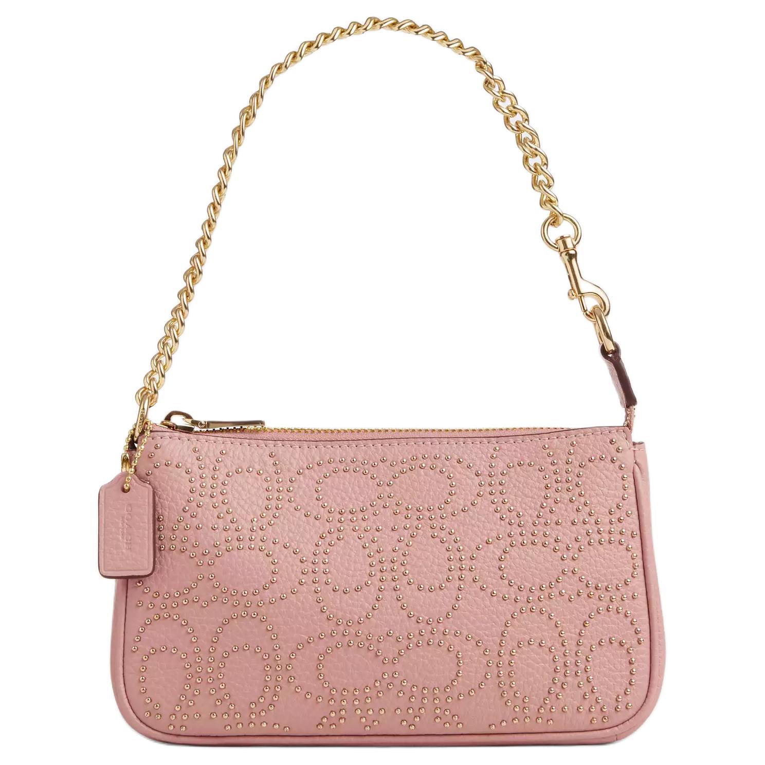 

Coach Nolita 19 Iconic Studded Zip Closure Pebble Leather Shoulder Tote Bag Small Women handbags Pink CX262-IMP02 Basic Set (Bag+Dust Bag)