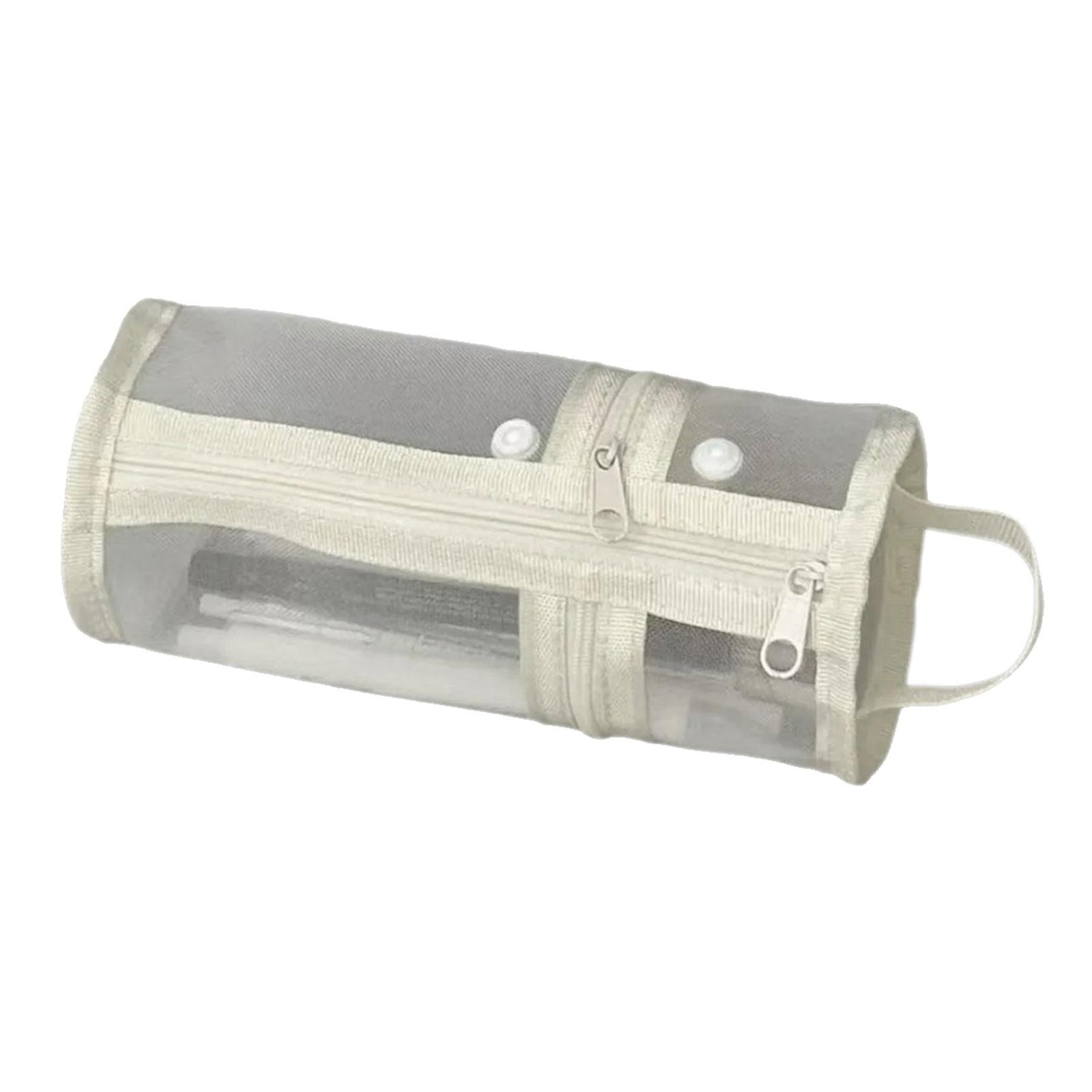 

Simple Pencil Case Clear Pencil Bag Large Capacity Pen Case Pen Pouch Cylindrical Pen Bag Pencil Organisers for School бежевый