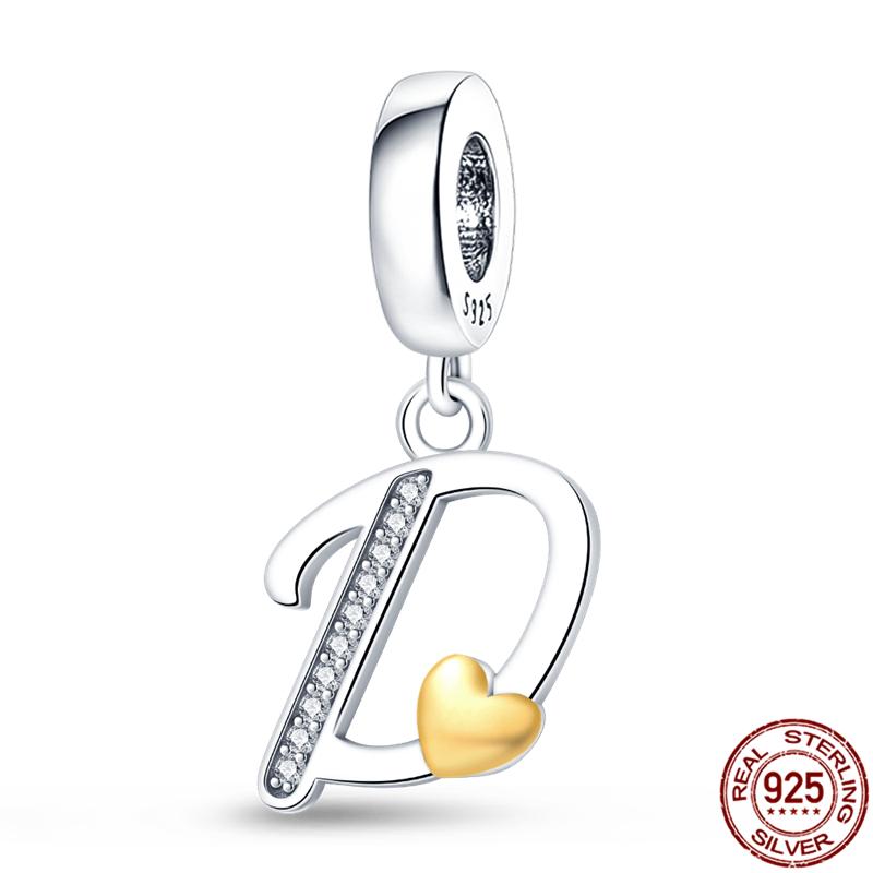 Original Design Anhänger Zirkon Herzform 26 englische Buchstaben A-Z Charm Perlen Passend 925 Original Armband Halskette Schmuck