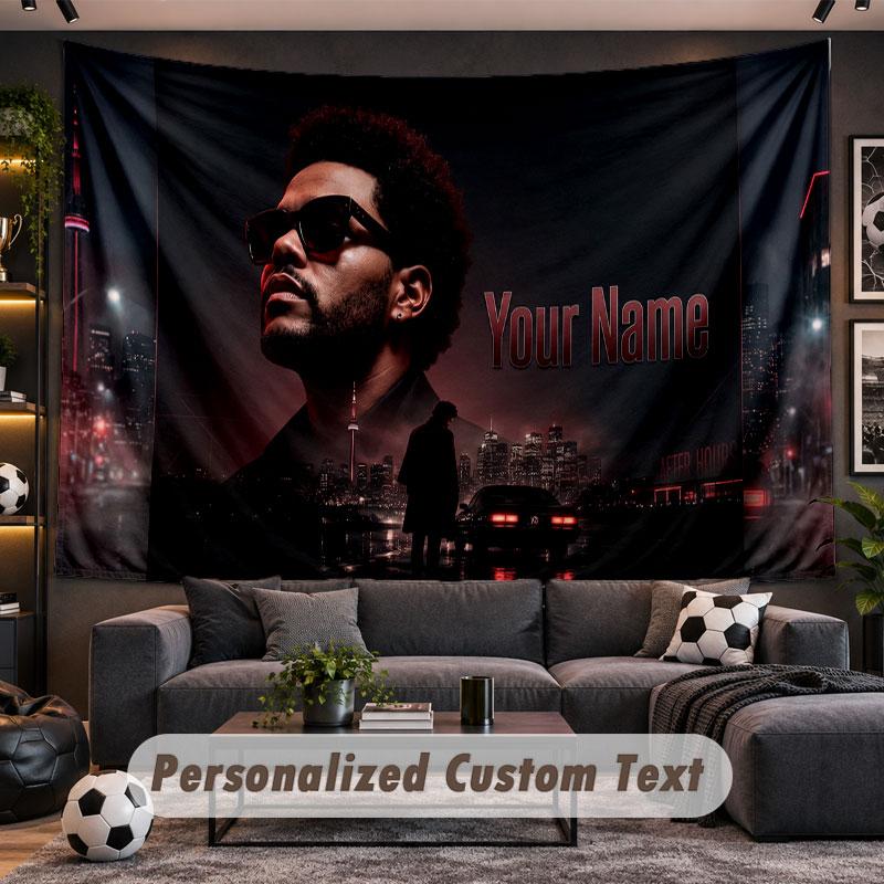 Wall Hanging Tapestry Custom NameThe Weeknd Pattern Personalized Printed Fabric Wall Decor