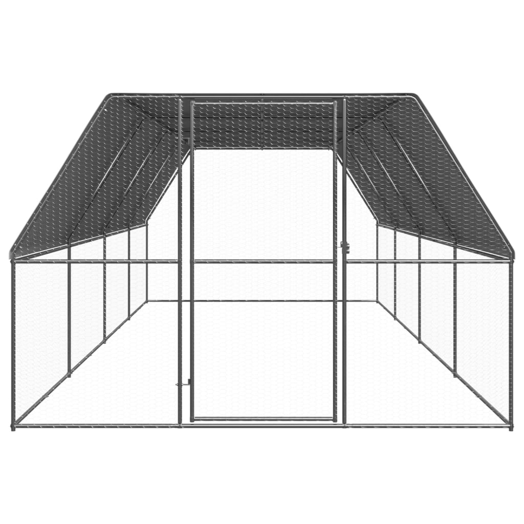 Vidaxl Outdoor Chicken Coop, 3X8X2 M, Galvanized Steel