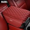 Red Leather Car Armrest Cushion Cover Center Console Pad Protector Accessories .