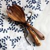 Wooden Large Spoon Fork Cutlery Set Japanese Style Long Handle Serving Salad Scoop Tableware Kitchen Utensil Dinnerware Set