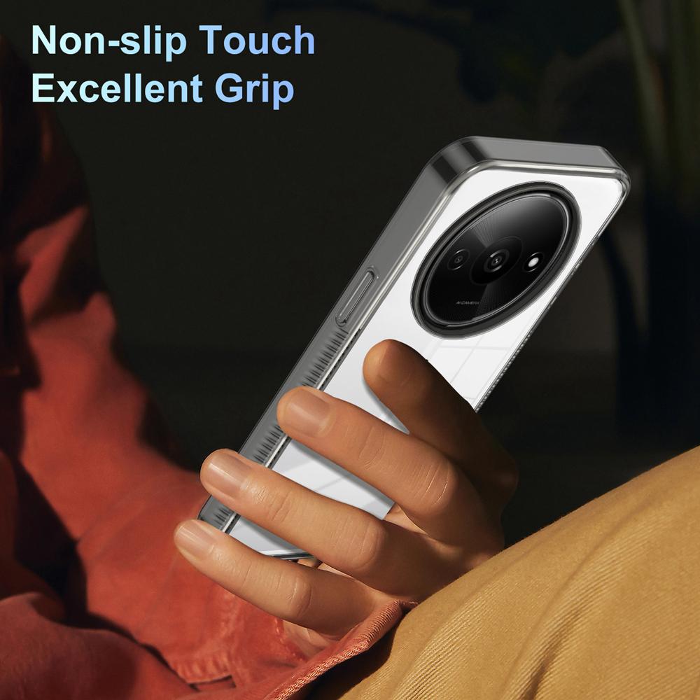 KEYSION Transparente Handyhülle für Xiaomi POCO C61 Weiches TPU+PC Rutschfest HD Klar Stoßfest Handy-Rückseite für Redmi A3 A3X