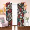 Set Of 2 Skull Rose Printed Curtain Polyester Suitable Home Decor Rod Not Included Made