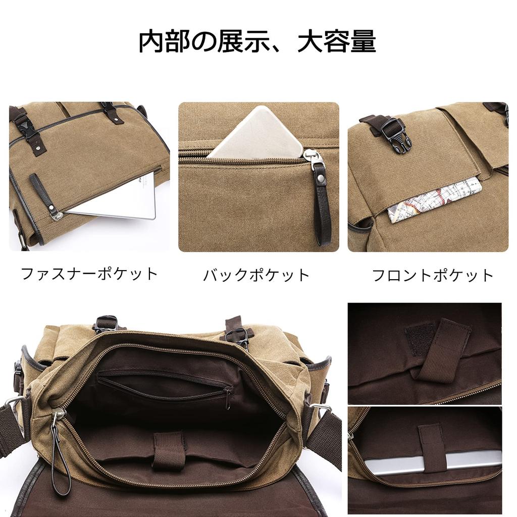 FANDARE Veľkokapacitná plátenná taška cez rameno A4 iPad Štýlová Crossbody Retro Messenger Populárna Narodeninová Čierna Pánska taška, Veľkosť, Úložisko pre 12,9-palcový, Taška, Taška,