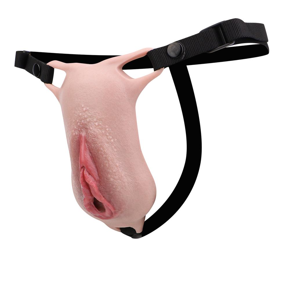 FAAK Silicone Chastity Cage Penis Cover Insertable Vaginal Pant Discreet Daily Wear Chastity Device Realistic Clitoris Wholesale