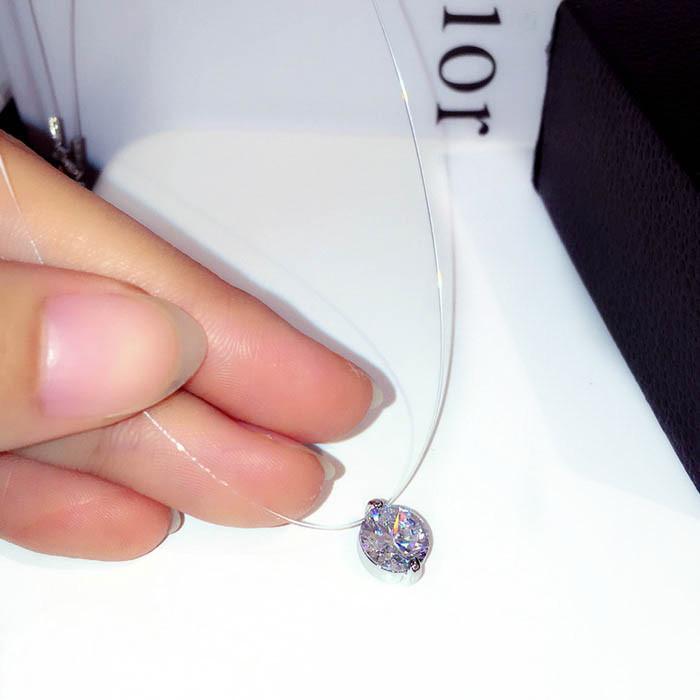 Zircon Invisible Transparent Fishing Line Temperament Collarbone Chain Short Necklace Female