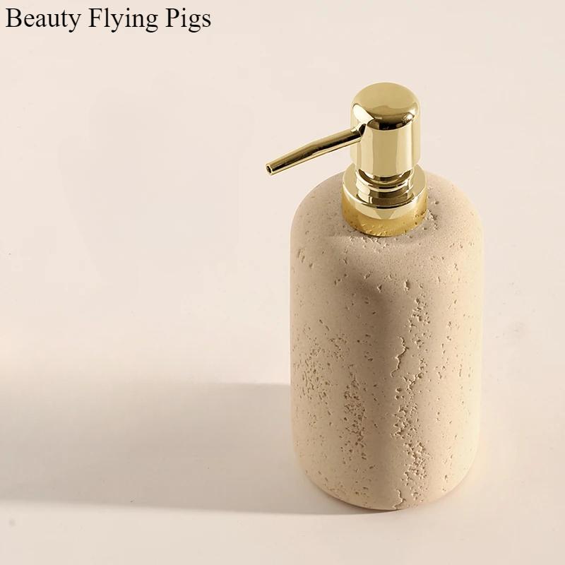 1pc Natural Stone Shower Gel Distribution Bottle, Household Storage Bottle, Bathroom Decoration, Liquid Distribution Bottle