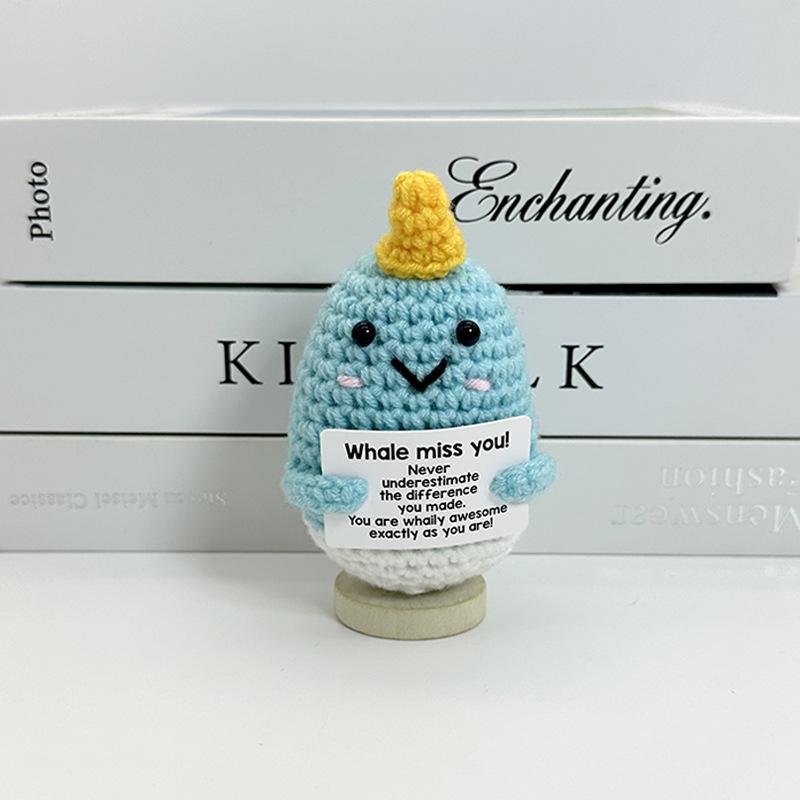 Emotional Inspirational Support Positive Crochet Narwhal Animals Doll Home Room Decoration Handmade Knitted Narwhal Ornament