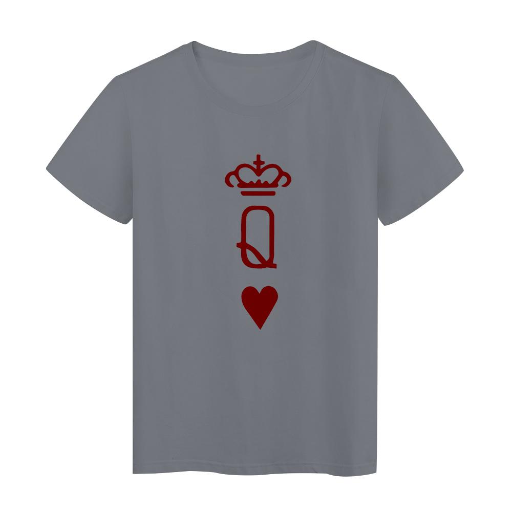 King Queen Letter Print Couple T Shirt Streetwear Summer Clothing Unisex Casual Tops Loose Breathable Crewneck L